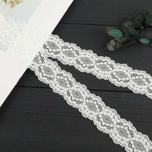 FREEDOMBEAUTY | [stretch] nylon silk lace, warp knitted elastic lace edge, wedding dress lace accessories, factory spot