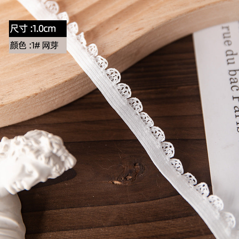 FREEDOMBEAUTY | Manufacturer supplies 1.0 cm white black mesh bud with nail flower bud with mesh bud with clothing underwear elastic band