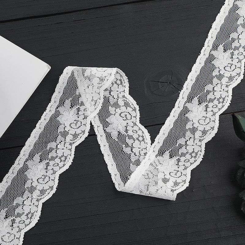 FREEDOMBEAUTY | [stretch] 2cm white lace, nylon elastic lace edge, neckline cuffs, clothing, exquisite lace lace accessories