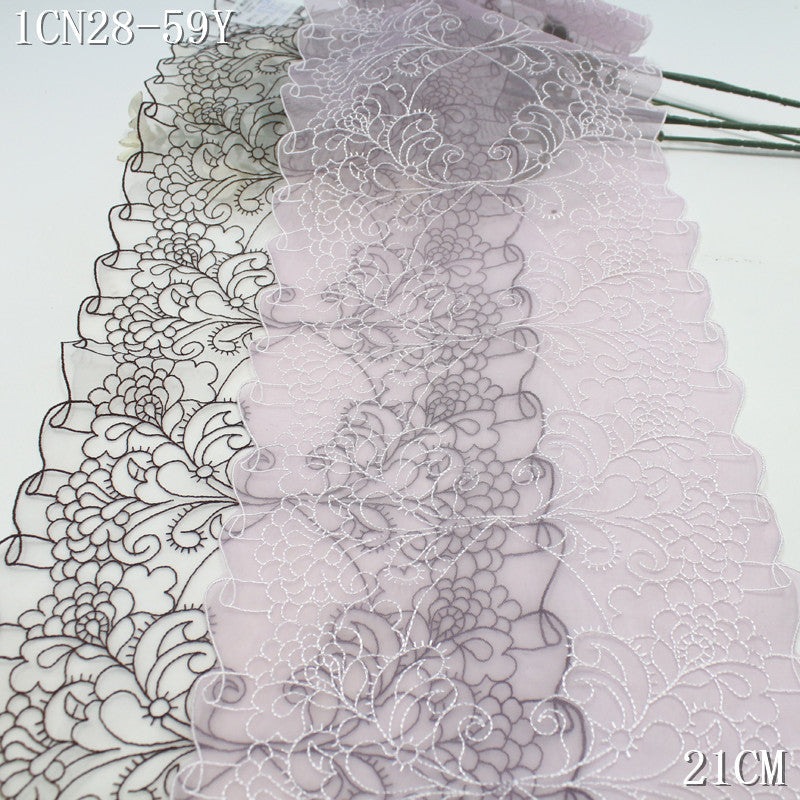 FREEDOMBEAUTY | [1pack] European retro roll grass pattern line mesh embroidery lace 22cm court dress neckline lace accessories