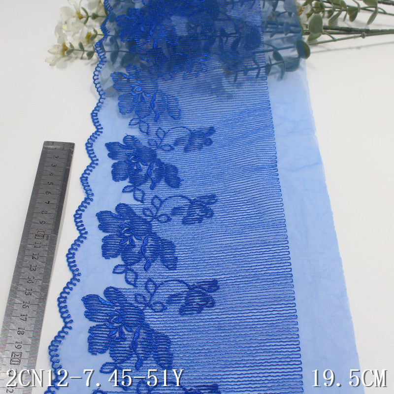 FREEDOMBEAUTY | Blue Vertical Stripe Classical Flower Mesh Embroidery Lace DIY Cuffs Dress Lace Lace Accessories