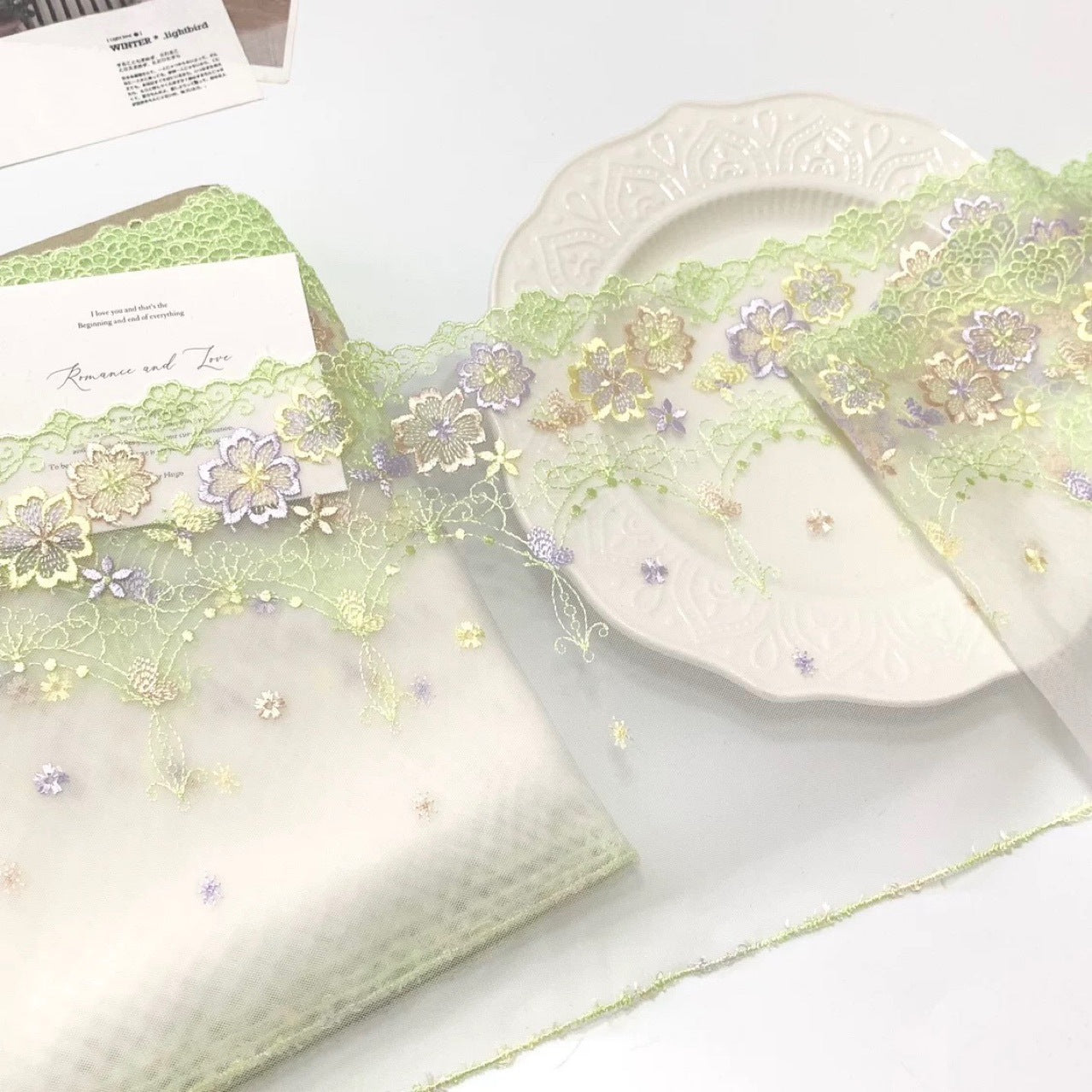 FREEDOMBEAUTY | In-stock macaron arch court-style butterfly embroidery mesh lace accessories decorative design apparel