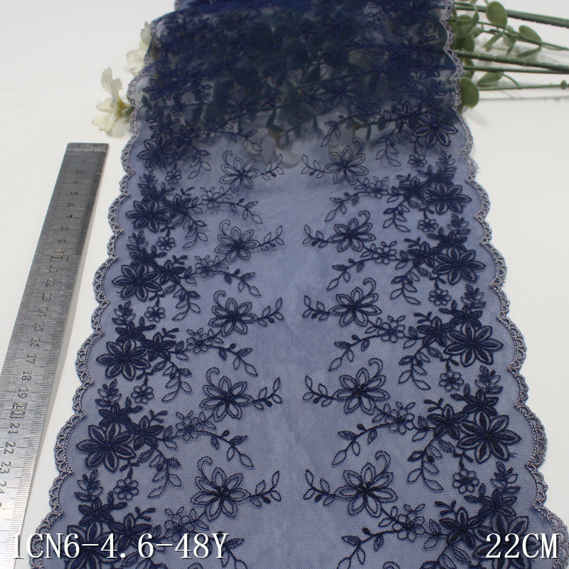 FREEDOMBEAUTY | Spot dark blue French bilateral floral mesh embroidery lace, dress skirt wedding lace accessories
