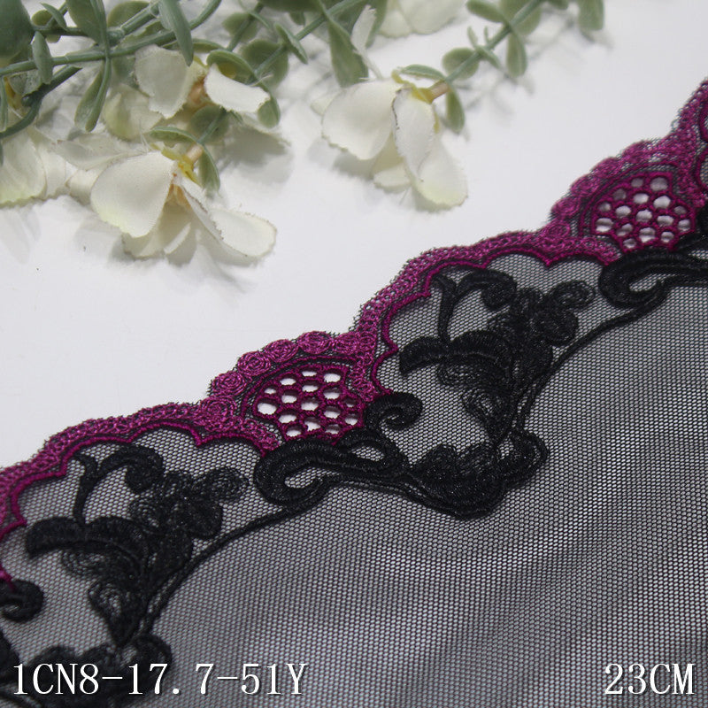 FREEDOMBEAUTY | Black Silky Light Mesh Water Soluble Lace Embroidery 23cm Clothing Home Textiles Lace Accessories