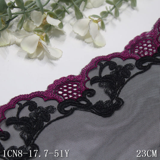 FREEDOMBEAUTY | Black Silky Light Mesh Water Soluble Lace Embroidery 23cm Clothing Home Textiles Lace Accessories