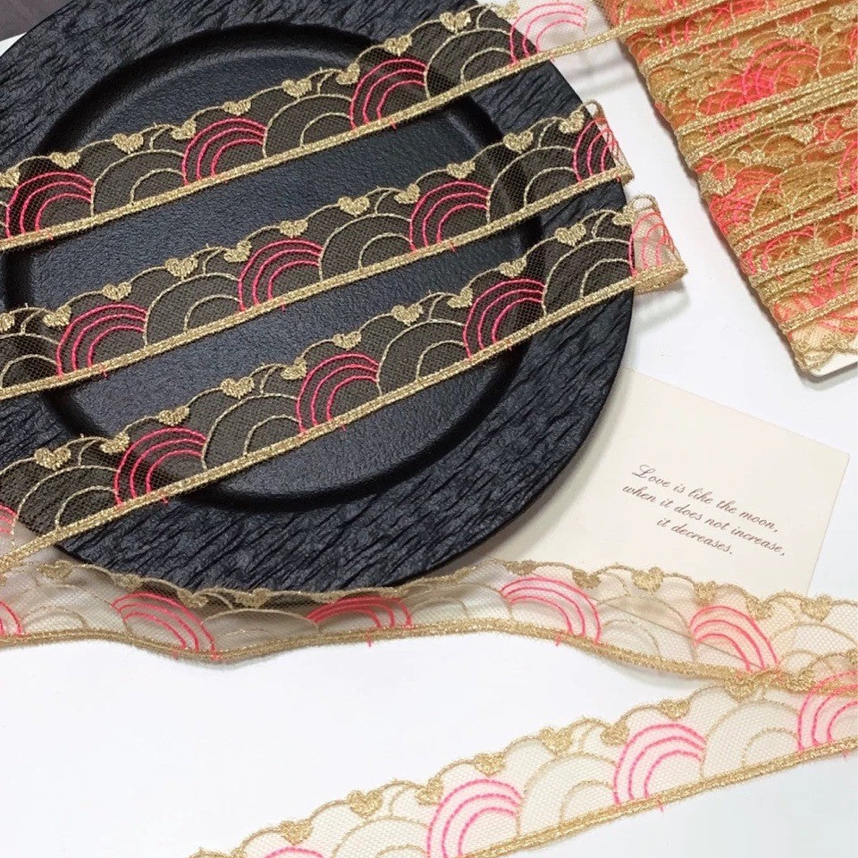 FREEDOMBEAUTY | Spot sparkling gold thread mesh yarn love embroidery lace clothing DIY accessories design