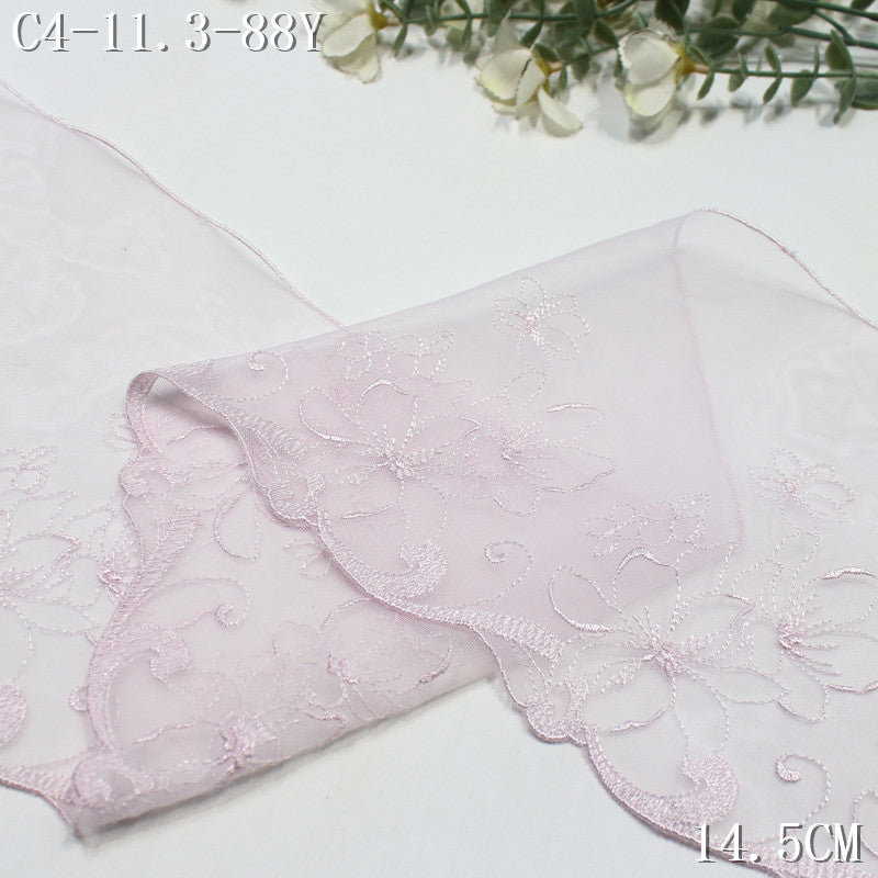 【1Pack】-Freedombeauty | French minimalist lavender mesh yarn unilateral tracing flower embroidery 18.5cm clothing accessories