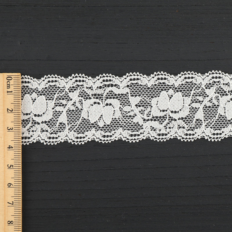 FREEDOMBEAUTY | [stretch] nylon silk lace, warp knitted elastic lace edge, wedding dress lace accessories, factory spot