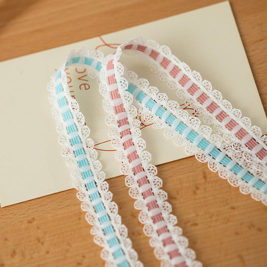 FREEDOMBEAUTY | Factory Direct 1.7CM Blue, Pink Ball Bilateral Mesh Bud Elastic Strap DIY Toy Doll Decorative Elastic