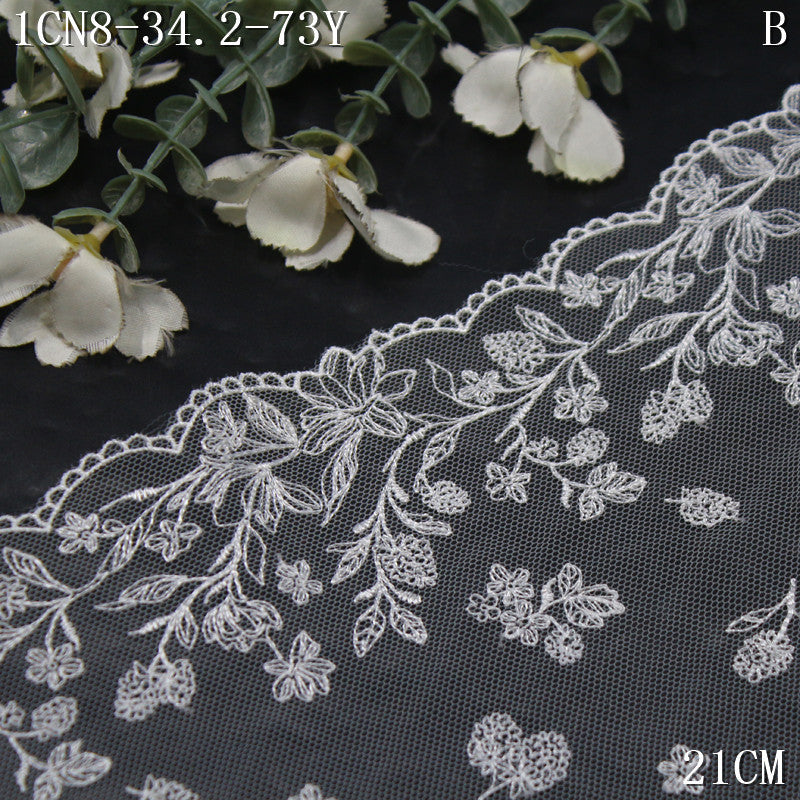 FREEDOMBEAUTY | [1Pack] This white simple flower cluster light mesh embroidery lace, dress wedding dress DIY lace lace accessories