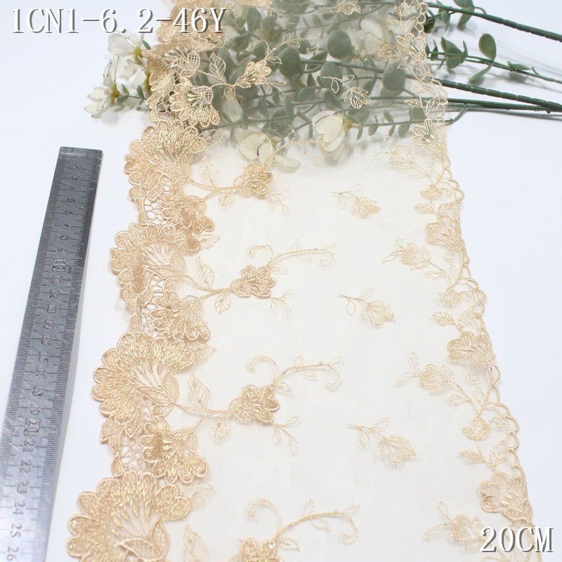 FREEDOMBEAUTY |  multi-color water-soluble embroidery lace exquisite sequined silver thread flowers, skirt wedding dress DIY lace accessories