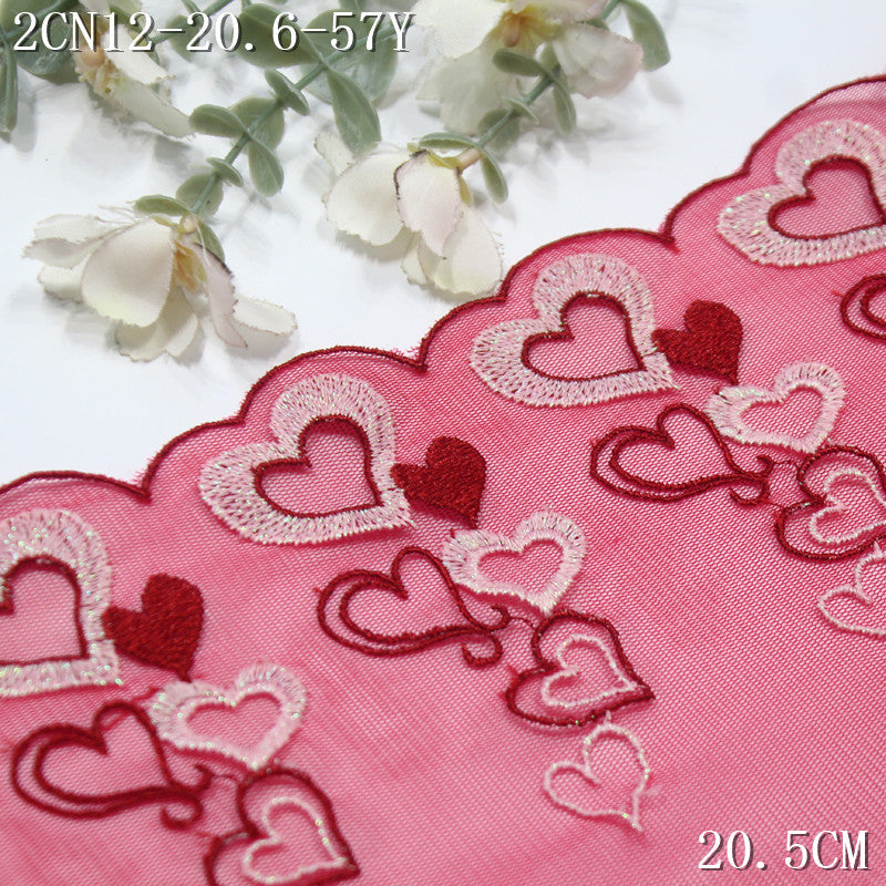 FREEDOMBEAUTY | [1Pack] Christmas love pattern holiday dress embroidery lace, rose red lace lace clothing accessories