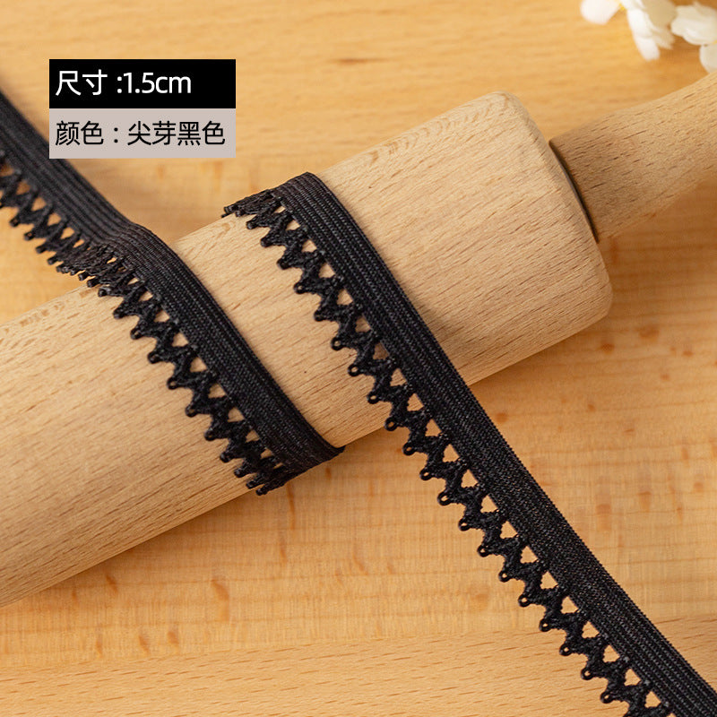 FREEDOMBEAUTY | Factory direct sales, black and white spot 1.2/1. 5CM light silk wavy tip bud nylon bud belt underwear elastic accessories