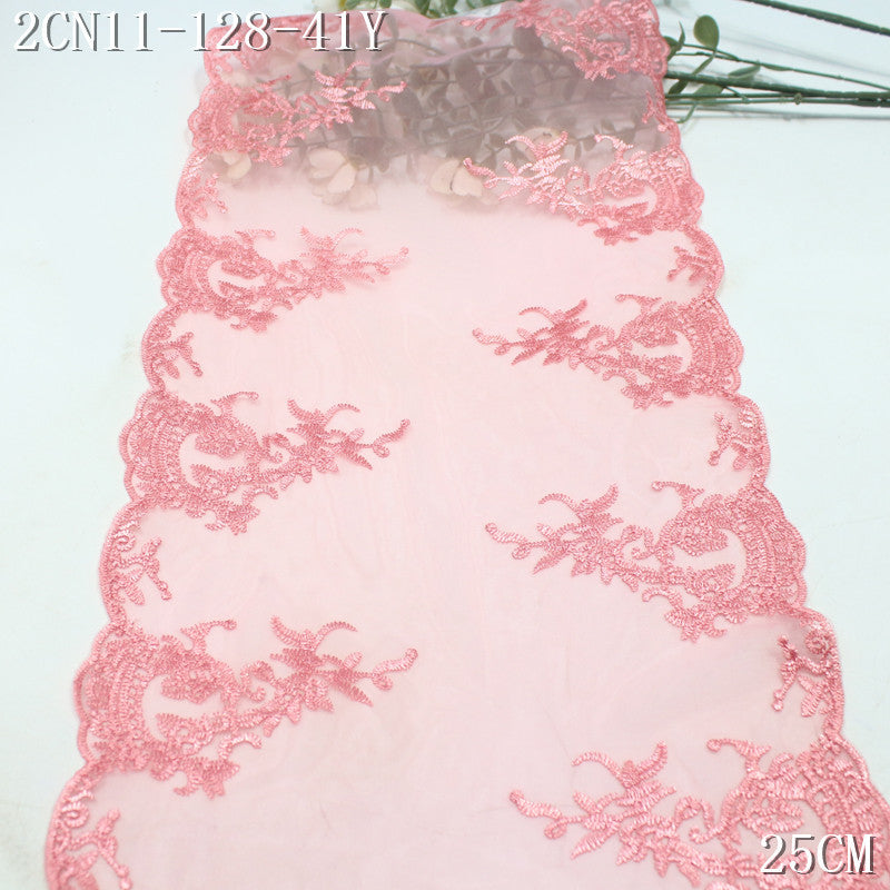 FREEDOMBEAUTY | Spot simple honey pink mesh yarn bilateral pattern embroidery lace, clothing underwear home pillow lace accessories