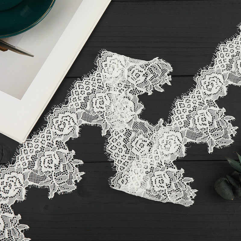 FREEDOMBEAUTY | [laser-cut lace] White eyelash lace, elastic laser cut lace, toy home textile clothing lace accessories