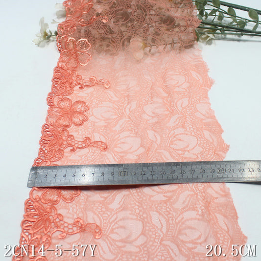 FREEDOMBEAUTY | Orange printed mesh yarn exquisite flower embroidery lace, clothing accessories lace accessories DIY