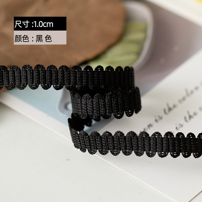 FREEDOMBEAUTY | Factory Direct 1.2CM Elastic Elastic Bud Belt Black and White Spot, Triple Bud Toy Doll Clothing Decorative Belt