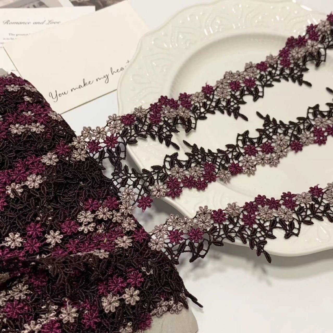 FREEDOMBEAUTY | Spot retro water-soluble flower embroidery lace fine clothing DIY cheongsam design