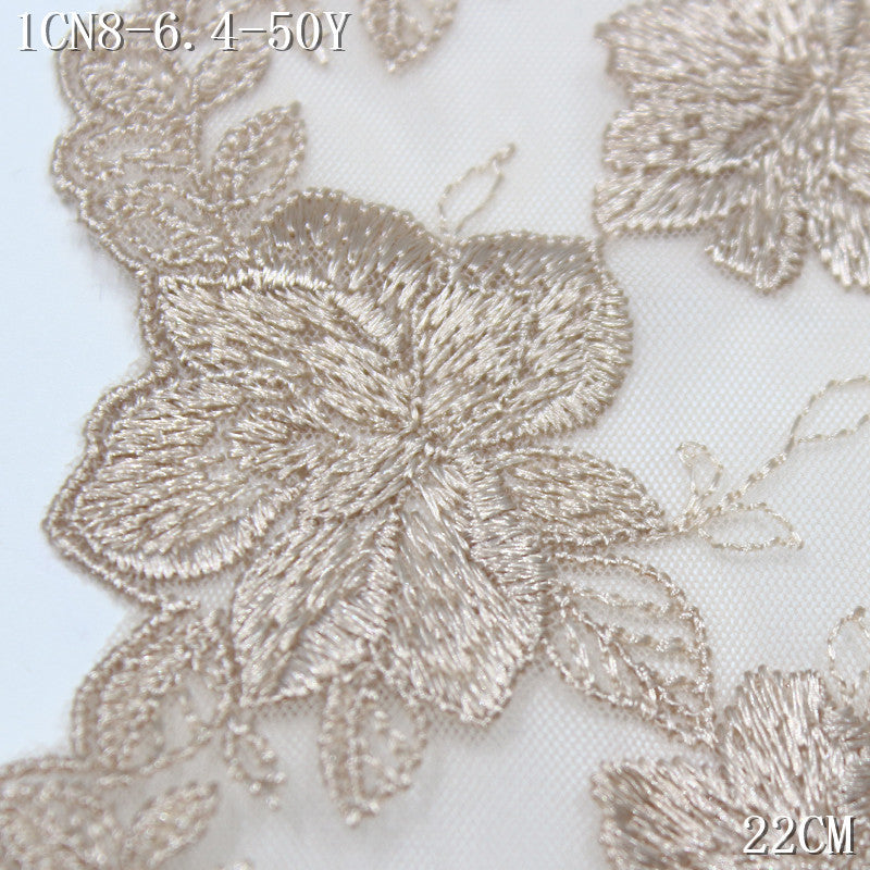 FREEDOMBEAUTY | Naked skin tone mesh embroidery lace Japanese and Korean flowers, clothing underwear bra lace accessories