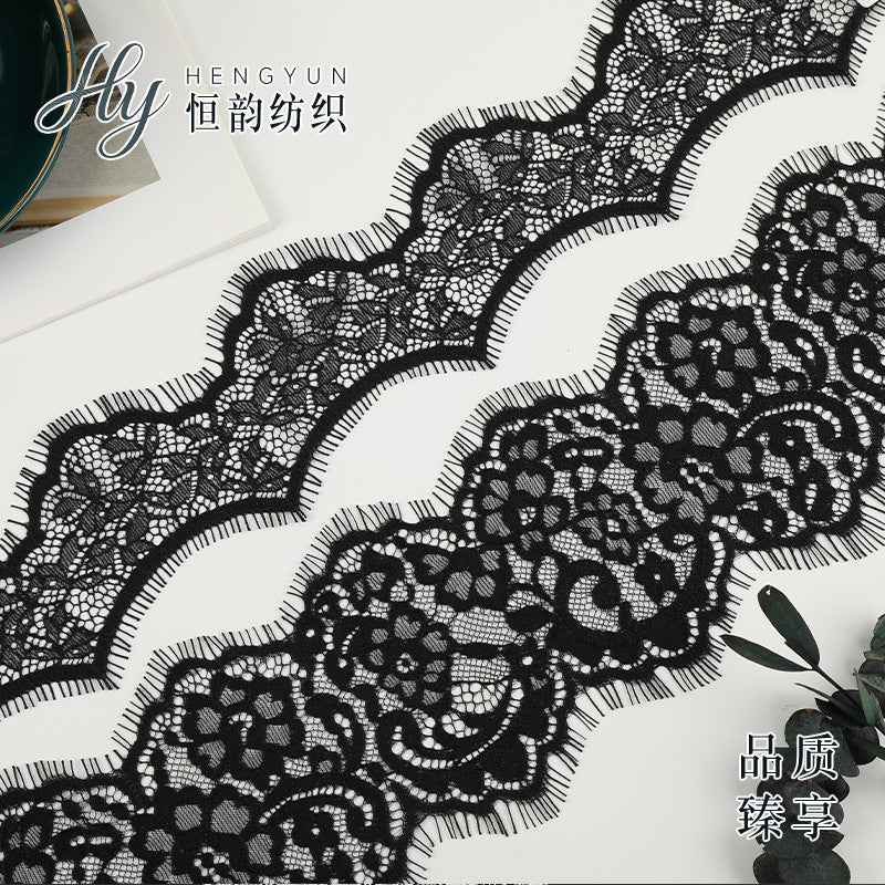 FREEDOMBEAUTY | [laser-cut lace] Black eyelash lace, hot-selling eyelash lace, home textile Lolita light luxury lace accessories
