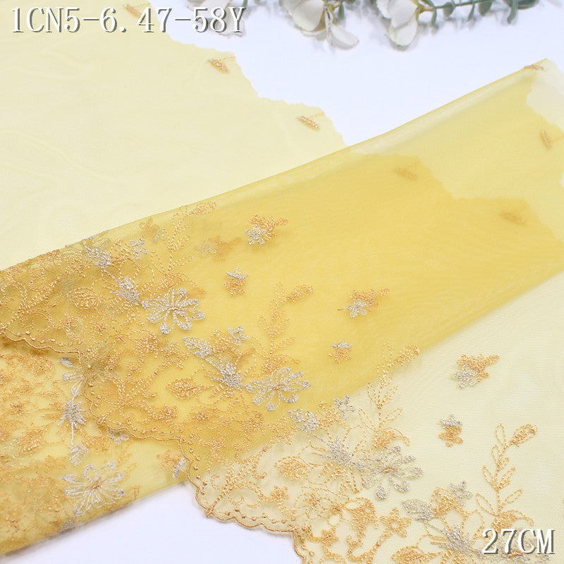 FREEDOMBEAUTY | [1Pack] Color mesh embroidery lace fresh and beautiful silver thread small flower 27cm dress wedding lace accessories