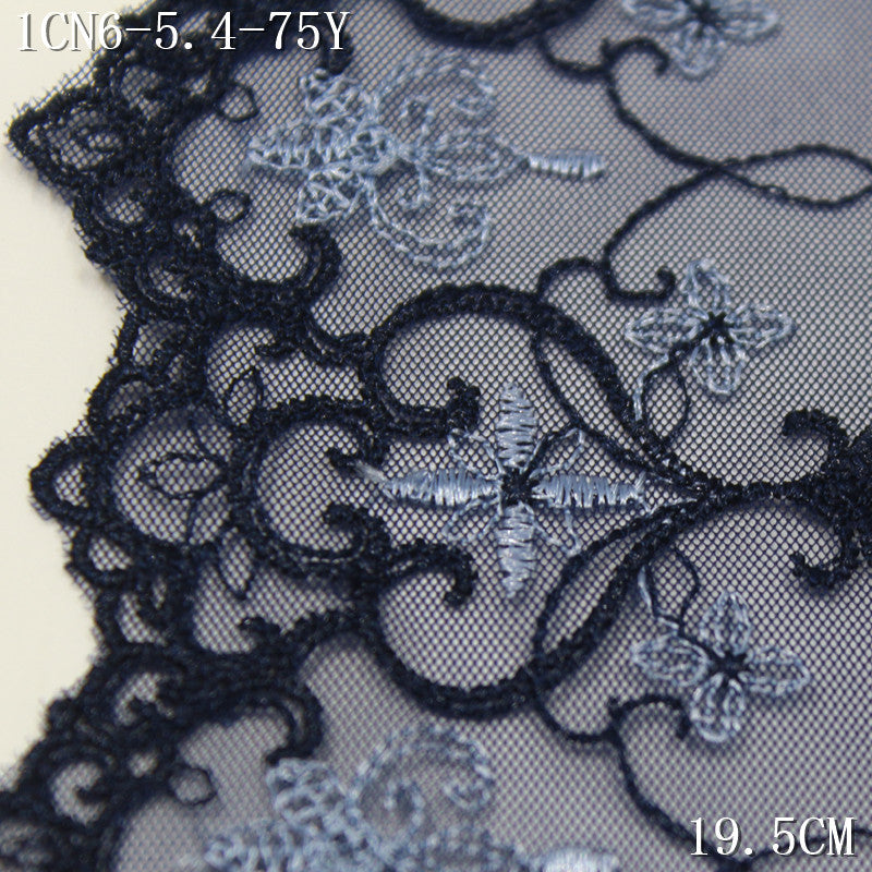 FREEDOMBEAUTY | Mesh embroidery lace French navy blue pattern, clothing skirt hair band lace accessories DIY