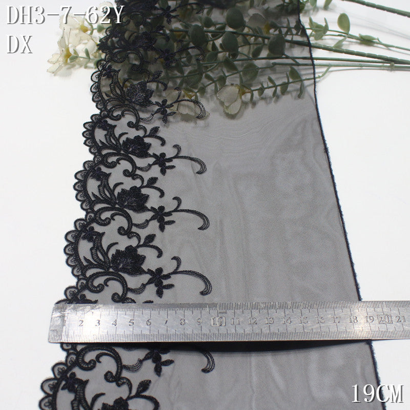FREEDOMBEAUTY | Vintage elegant curly grass pattern black mesh embroidery lace, clothing underwear home accessories