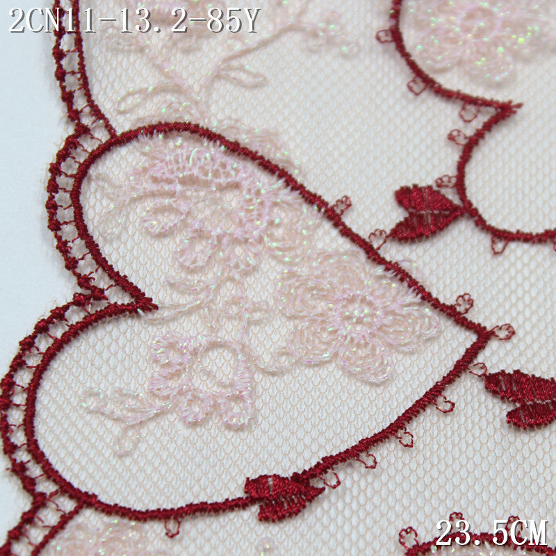FREEDOMBEAUTY | [1Pack] Valentine's Day Romantic Qixi Festival Love Flower Light Mesh Embroidery Lace, Skirt Underwear Lace Accessories
