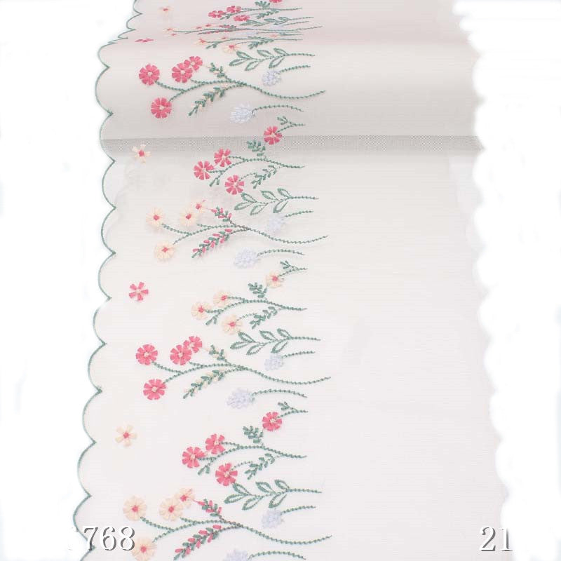 FREEDOMBEAUTY | Light pink boutique mesh yarn Japanese small flower embroidery lace 22cm small suspender skirt jewelry DIY accessories