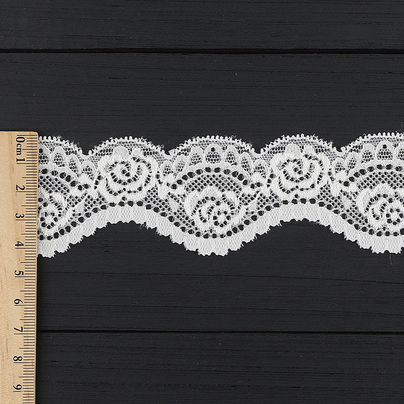 FREEDOMBEAUTY | [stretch] White warp knitted lace, elastic lace, exquisite wavy lace, home textile lace accessories