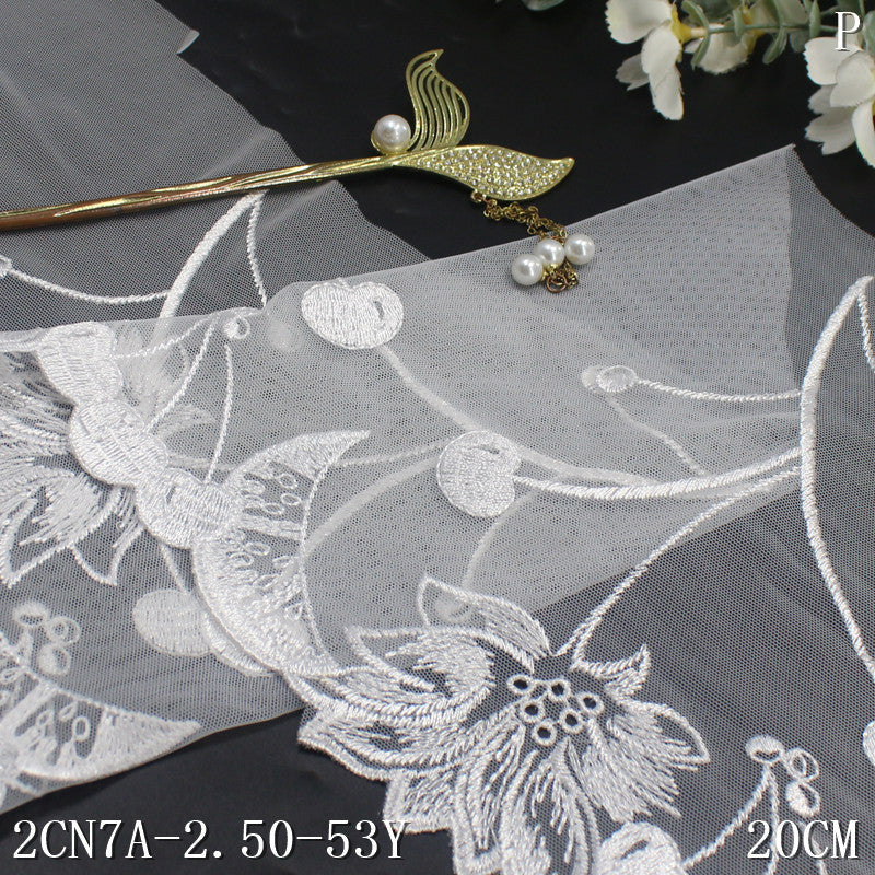FREEDOMBEAUTY | Modern fashion multi-colored mesh cherry flower elastic embroidery lace 20.5cm clothing accessories