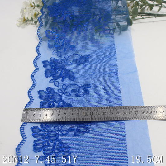 FREEDOMBEAUTY | Blue Vertical Stripe Classical Flower Mesh Embroidery Lace DIY Cuffs Dress Lace Lace Accessories