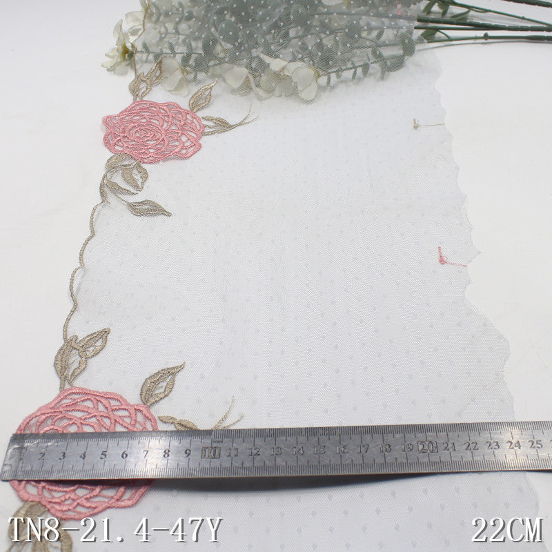 FREEDOMBEAUTY | Light blue lace mesh embroidery lace rose flower 22cm clothing accessories lace lace accessories