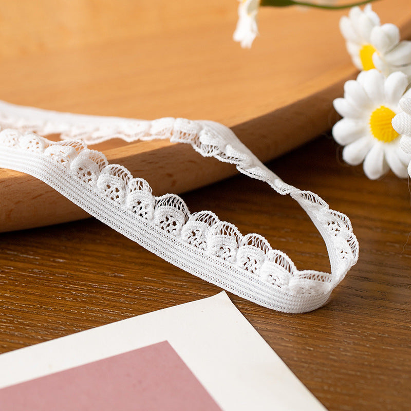 FREEDOMBEAUTY | Factory direct 1.3CM fish silk henna white spot, children's underwear elastic hollow fish silk bud belt