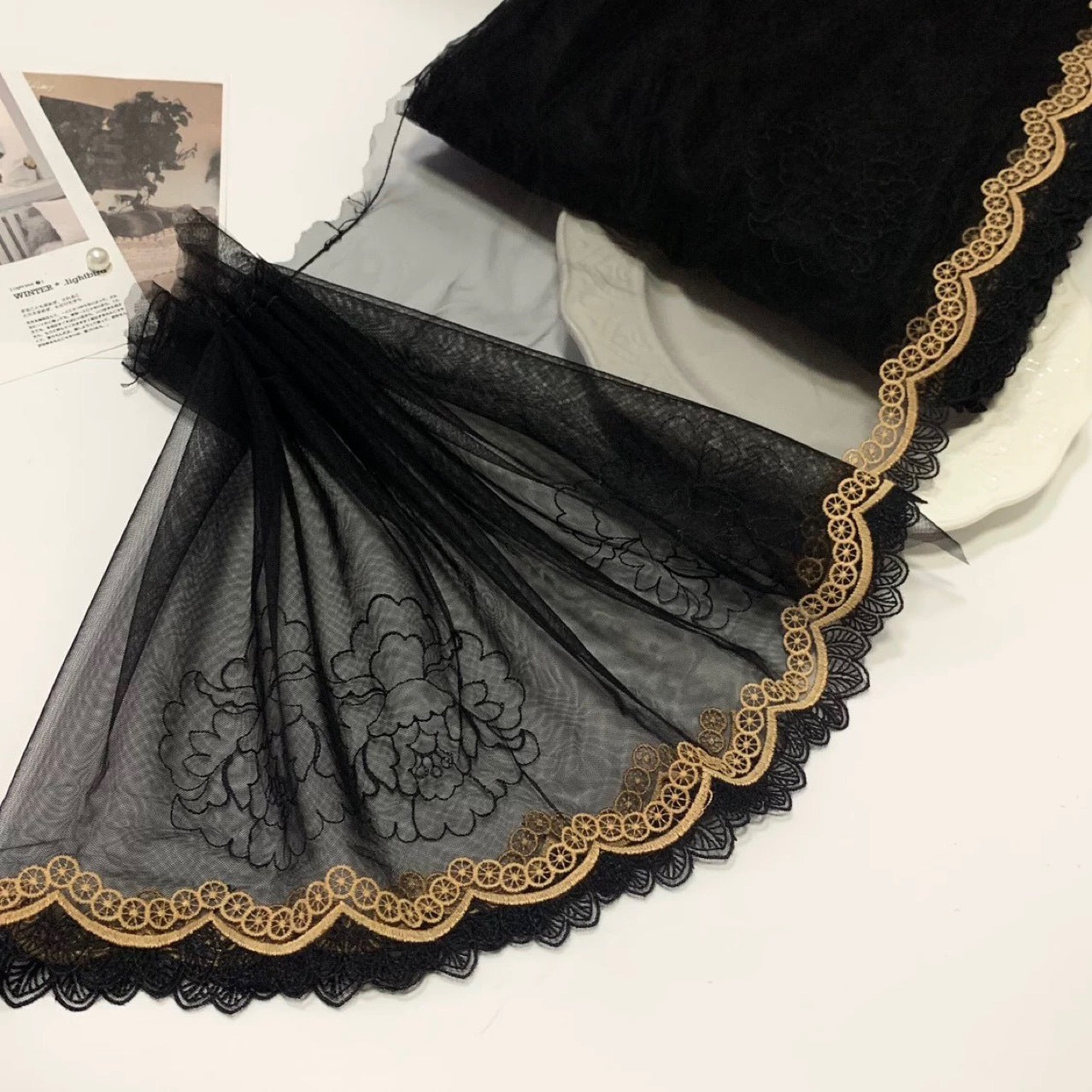 FREEDOMBEAUTY | Spot mesh positioning embroidery lace accessories decorative fabric design clothing DIY