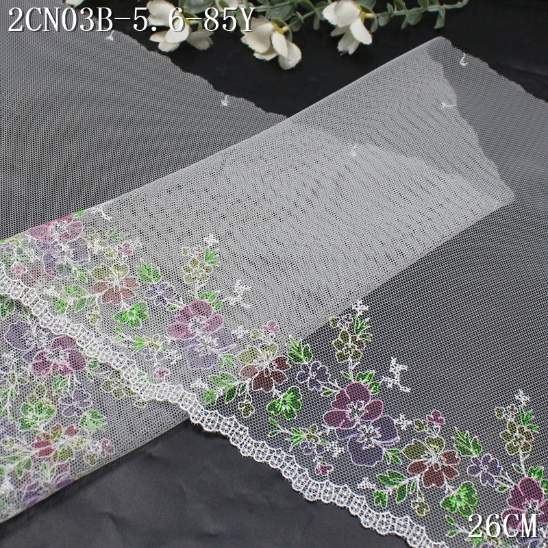 FREEDOMBEAUTY |  simple fresh color flower light mesh embroidery lace, children's skirt DIY lace accessories