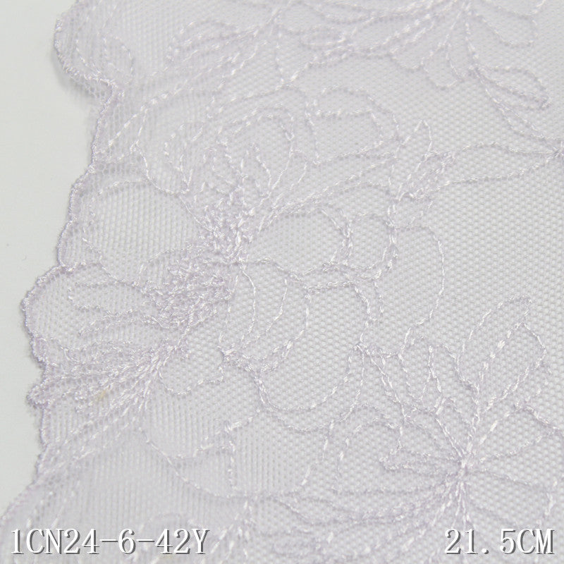 FREEDOMBEAUTY | Light-colored line-tracing flower mesh yarn embroidered lace 21cm skirt veil DIY lace lace accessories