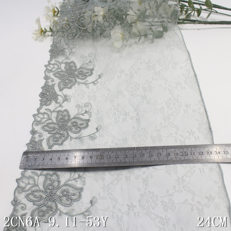 FREEDOMBEAUTY | Smoke cyan classic exquisite flower lace mesh embroidered lace, cheongsam clothing home textile lace accessories