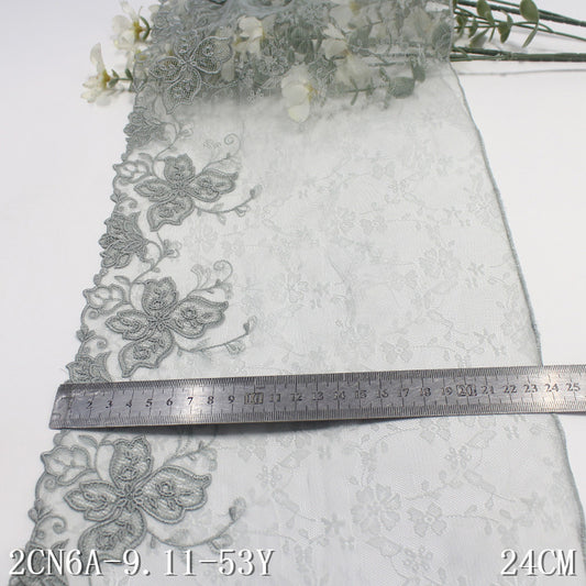 FREEDOMBEAUTY | Smoke cyan classic exquisite flower lace mesh embroidered lace, cheongsam clothing home textile lace accessories