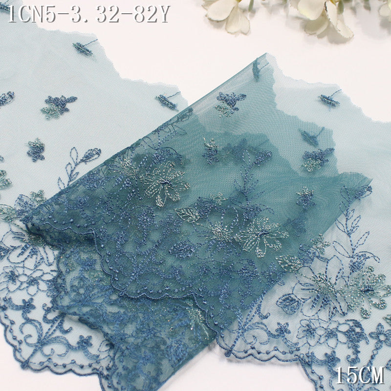 FREEDOMBEAUTY | [1Pack] Color mesh embroidery lace fresh and beautiful silver thread small flower 27cm dress wedding lace accessories