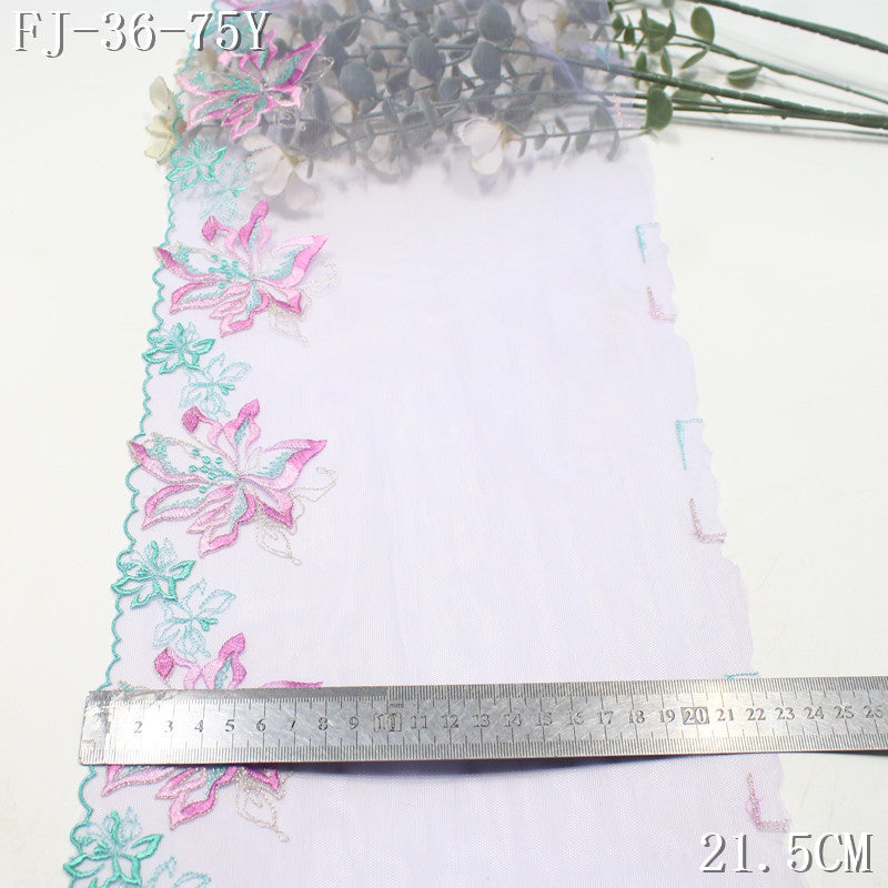 FREEDOMBEAUTY |  Dream Fairy Two-Color Gold Thread Flower Mesh Embroidery Lace, Hanfu Skirt DIY Dress Lace Accessories