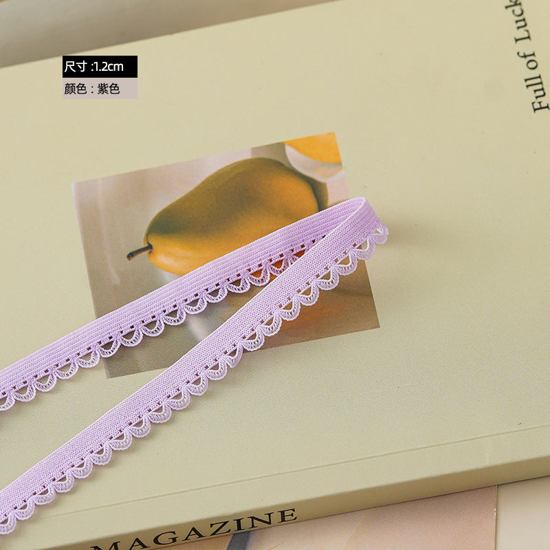FREEDOMBEAUTY | Spot 1.2CM arched nylon elastane color elastic band DIY clothing women's hemming elastic band