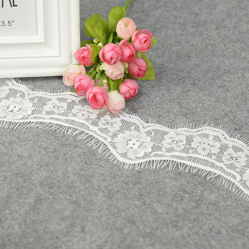 FREEDOMBEAUTY | Curved small flower lace fashion lace 7cm eyelashes black and white lace lace, clothing accessories