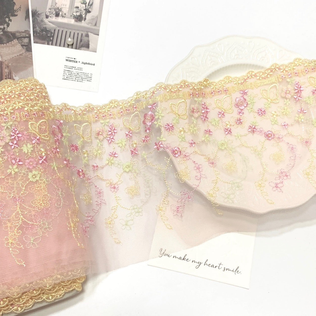 FREEDOMBEAUTY | Spot exquisite butterfly embroidery imitation wear ribbon embroidery lace accessories design DIY