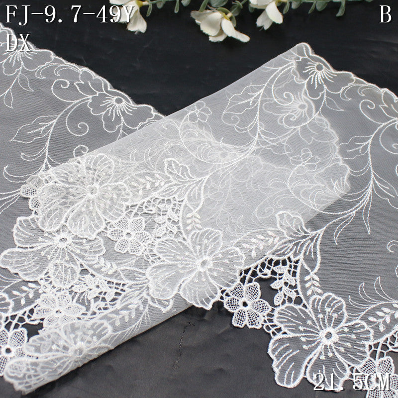 FREEDOMBEAUTY | [1Pack] Fresh fairy air book white hollow silver thread flower water-soluble lace, wedding dress skirt lace accessories