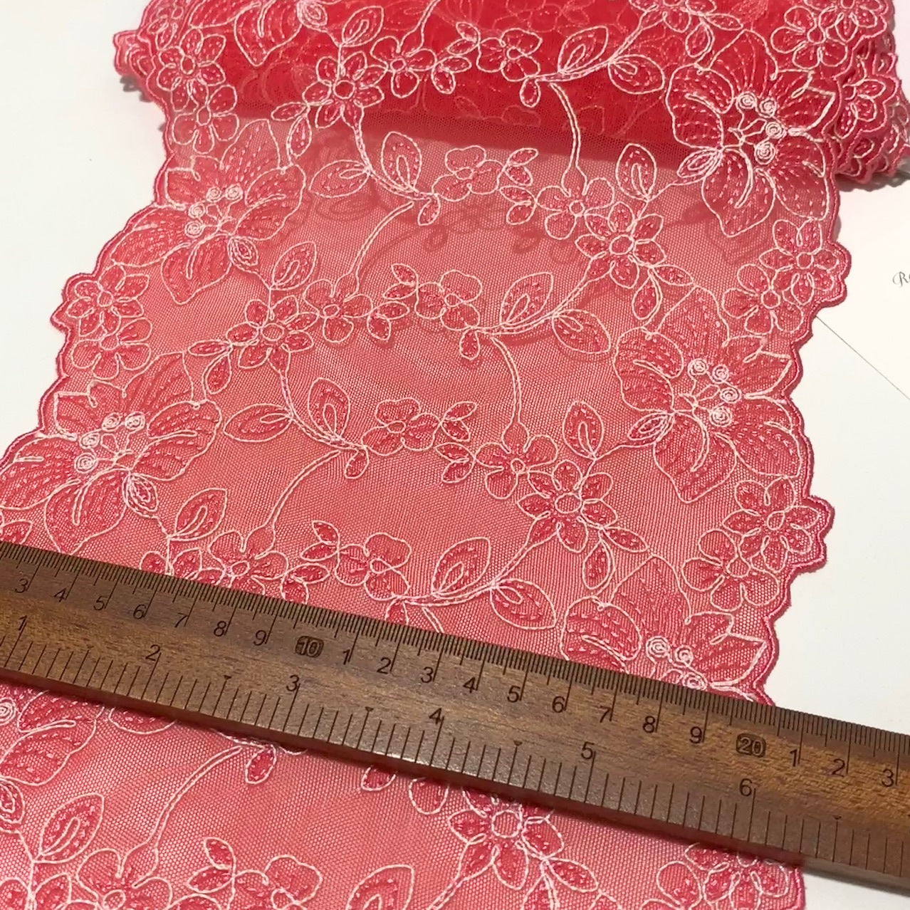 FREEDOMBEAUTY | Spot Heavy Industry Bilateral Embroidery Dark Pink Elastic Mesh Lace Accessories Apparel Design