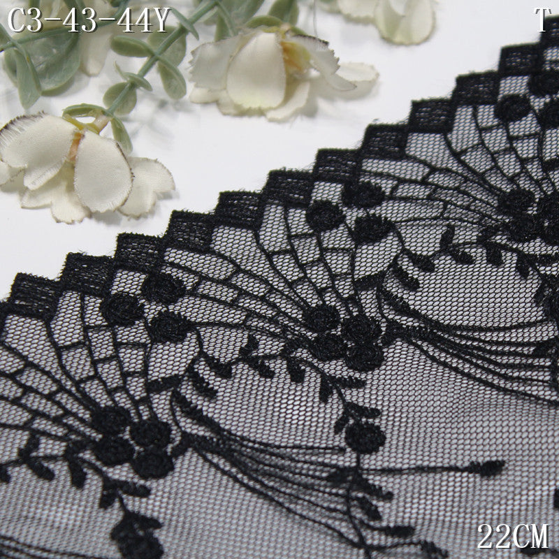 FREEDOMBEAUTY | Spot black mesh embroidery lace bilateral radioactive pattern, fashion underwear accessories lace lace accessories