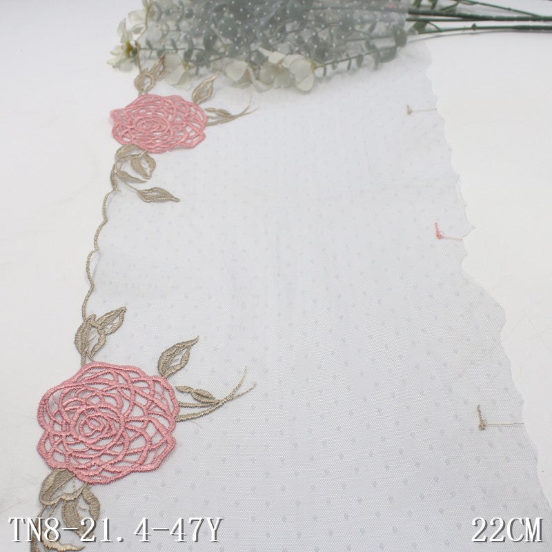 FREEDOMBEAUTY | Light blue lace mesh embroidery lace rose flower 22cm clothing accessories lace lace accessories