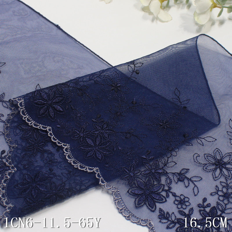 FREEDOMBEAUTY | Spot dark blue French bilateral floral mesh embroidery lace, dress skirt wedding lace accessories