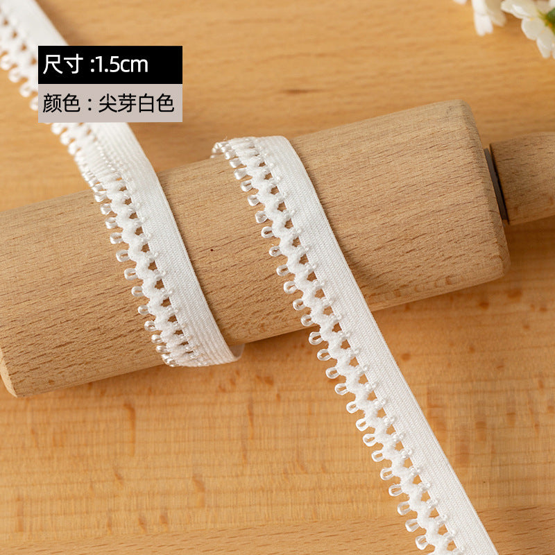FREEDOMBEAUTY | Factory direct sales, black and white spot 1.2/1. 5CM light silk wavy tip bud nylon bud belt underwear elastic accessories